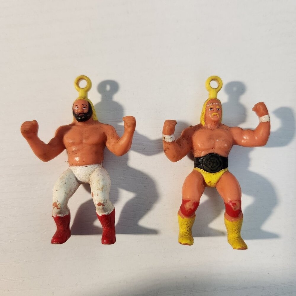 Hulk Hogan Big John Studd LJN Zipper Keychain Clips WWF Vintage Wrestling 2 inch